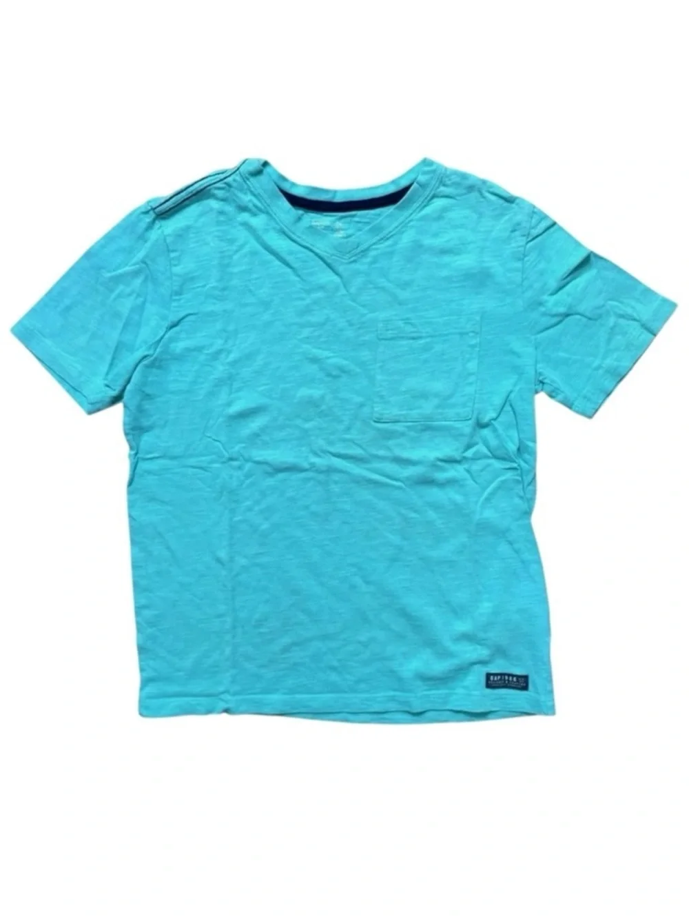 4/$25 Gap Kids Boys Teal V-Neck Short Sleeve T-Shirt Size Large